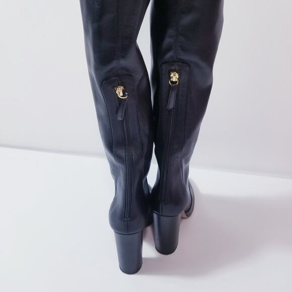 Aquazurra Black Leather Over the Knee Heels Boots - Picture 13 of 13